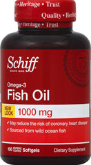 Schiff Omega 3 Fish Oil 1000mg Supplement, 100 Count