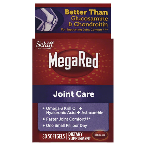 MegaRed Joint Care Omega 3 Krill Oil Hyalyronic Acid and Astaxanthin Joint Supplement, 30 Count