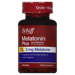 Schiff Melatonin Plus with Melatonin 3mg and Theanine 25mg Sleep Aid Supplement, 180 Count