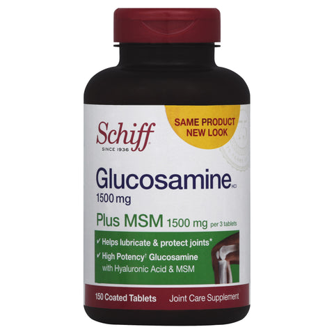 Schiff Glucosamine 1500mg Plus MSM 1500mg and Hyaluronic Acid, Joint Supplement, 150 Count